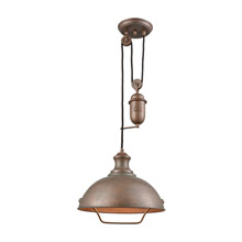 Elk Lighting 65271-1 1-Light Adjustable Pendant in Tarnished Brass with Matching Shade