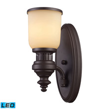 Elk Lighting 66130-1-LED Chadwick 1 Light LED Wall Sconce In Oiled Bronze And Amber Glass