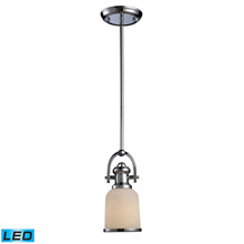 Elk Lighting 66151-1-LED Brooksdale 1 Light LED Mini Pendant In Polished Chrome And White Glass