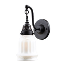 Elk Lighting 66210-1 Quinton Parlor 1 Light Sconce In Oiled Bronze And White Glass