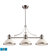 Elk Lighting 66215-3-LED Chadwick 3 Light LED Billiard In Polished Nickel And White Glass