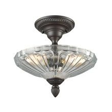 Elk Lighting 66392-3 3-Light Semi Flush in Oil Rubbed Bronze with Clear and Frosted Glass