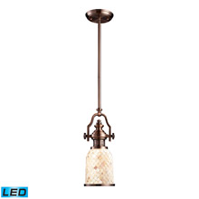 Elk Lighting 66442-1-LED Chadwick 1 Light LED Pendant In Antique Copper And Cappa Shells