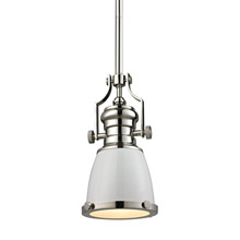 Elk Lighting 66514-1 Chadwick 1 Light Pendant In Gloss White And Polished Nickel