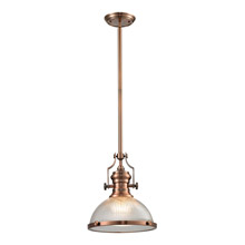 Elk Lighting 66543-1 Chadwick 1 Light Pendant In Antique Copper And Halophane Glass