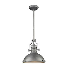 Elk Lighting 66584-1 1-Light Pendant in Weathered Zinc with Metal and Frosted Glass Diffuser
