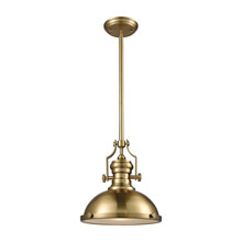 Elk Lighting 66594-1 1-Light Pendant in Satin Brass with Metal and Frosted Glass Diffuser