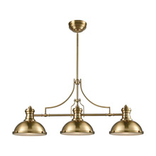 Elk Lighting 66595-3 3-Light Island Light in Satin Brass with Metal and Frosted Glass Diffuser