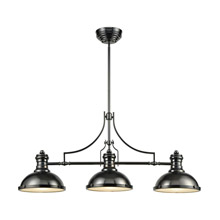 Elk Lighting 66605-3 3-Light Island Light in Black Nickel with Metal Shade and Frosted Glass Diffuser