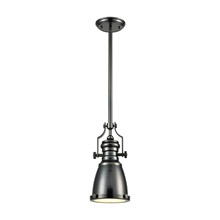 Elk Lighting 66609-1 1-Light Mini Pendant in Black Nickel with Metal Shade and Frosted Glass Diffuser
