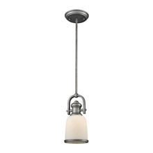 Elk Lighting 66681-1-LA 1-Light Mini Pendant in Weathered Zinc with White Glass - Includes Adapter Kit