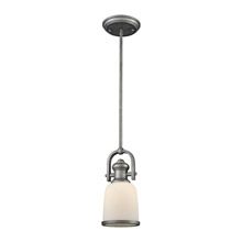 Elk Lighting 66681-1 1-Light Mini Pendant in Weathered Zinc with White Glass
