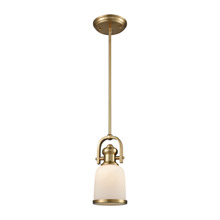 Elk Lighting 66691-1-LA 1-Light Mini Pendant in Satin Brass with White Glass - Includes Recessed Adapter Kit
