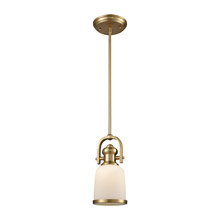 Elk Lighting 66691-1 1-Light Mini Pendant in Satin Brass with White Glass
