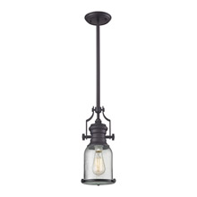 Elk Lighting 67722-1 Chadwick 1 Light Pendant In Oil Rubbed Bronze And Seeded Glass