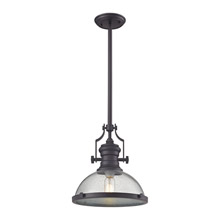 Elk Lighting 67733-1 Chadwick 1 Light Pendant In Oil Rubbed Bronze And Seeded Glass