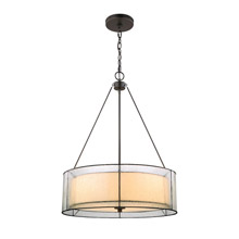 Elk Lighting 70226/3 3-Light Chandelier in Tiffany Bronze with Clear seedy and Off-white Art Glass