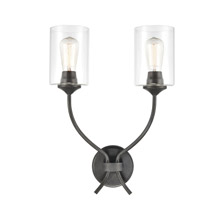 Elk Lighting 75092/2 2-Light Sconce in Midnight Bronze with Clear Glass