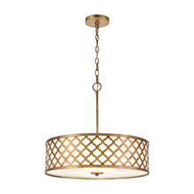 Elk Lighting 75137/4 4-Light Chandelier in Bronze Gold with White Fabric Shade