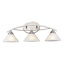 Elk Lighting 7632/3 3-Light Vanity Lamp in Satin Nickel with White Swirl Glass