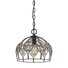 Elk Lighting 81106/1-LA 1-Light Mini Pendant in Bronze and Matte Black with Clear Crystal - Includes Adapter Kit