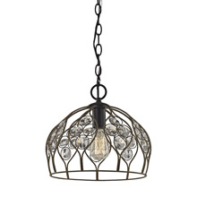 Elk Lighting 81106/1 1-Light Mini Pendant in Bronze and Matte Black with Clear Crystal