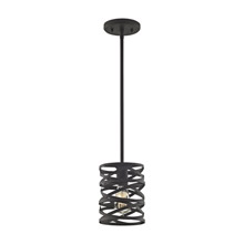 Elk Lighting 81184/1-LA 1-Light Mini Pendant in Oil Rubbed Bronze with Metal Cage - Includes Adapter Kit