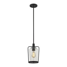Elk Lighting 81225/1-LA 1-Light Mini Pendant in Oil Rubbed Bronze with Clear Seedy Glass - Includes Adapter Kit