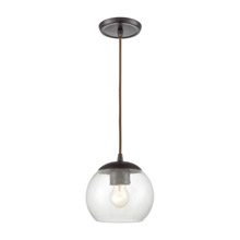 Elk Lighting 85210/1 1-Light Mini Pendant in Oil Rubbed Bronze with Patterned Clear Glass