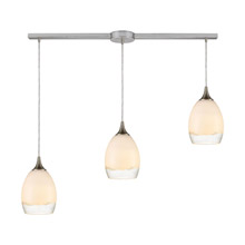 Elk Lighting 85214/3L 3-Light Linear Mini Pendant Fixture in Satin Nickel with Opal White and Clear Glass