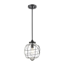 Elk Lighting 85217/1 1-Light Mini Pendant in Oil Rubbed Bronze with Clear Seedy Glass
