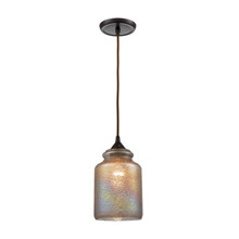 Elk Lighting 85257/1 1-Light Mini Pendant in Oil Rubbed Bronze with Textured Gray Dichroic Glass