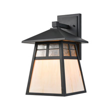 Elk Lighting 87051/1 1-Light Sconce in Matte Black with Antique White Art Glass and Clear Textured Glass