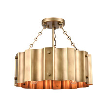 Elk Lighting 89066/3 3-Light Semi Flush in Natural Brass with Natural Brass Metal Shade