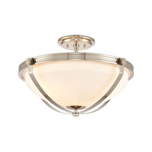 Elk Lighting 89105/3 3-Light Semi Flush in Polished Nickel with Frosted and Painted White Glass