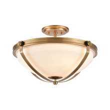 Elk Lighting 89115/3 3-Light Semi Flush in Natural Brass with Frosted Glass