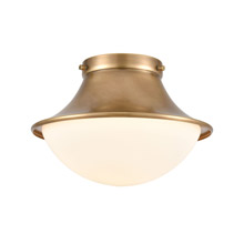 Elk Lighting 89125/1 1-Light Flush Mount in Natural Brass with Opal White Glass