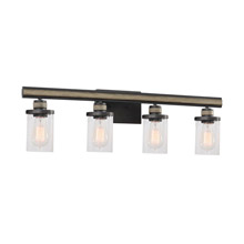 Elk Lighting 89155/4 4-Light Vanity Light in Anvil Iron and Distressed Antique Graywood with Seedy Glass