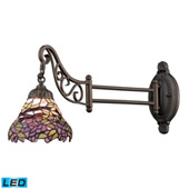 Tiffany Mix-N-Match 1 Light Led Swingarm In Tiffany Bronze And Multicolor Glass - Elk Lighting 079-TB-28-LED