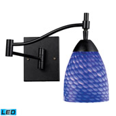 Celina 1-Light Swingarm Wall Lamp in Dark Rust with Sapphire Glass - Includes LED Bulb - Elk Lighting 10151/1DR-S-LED