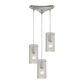 Ice Fragments 3 Light Pendant In Satin Nickel And Clear Glass - Elk Lighting 10242/3CL