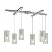 Ice Fragments 6 Light Pendant In Satin Nickel And Clear Glass - Elk Lighting 10242/6CL