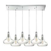 Orbital 6 Light Pendant In Polished Chrome And Clear Glass - Elk Lighting 10422/6RC