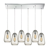 Orbital 6 Light Pendant In Polished Chrome And Clear Glass - Elk Lighting 10423/6RC