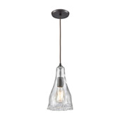 Hand Formed Glass 1-Light Mini Pendant in Oiled Bronze with Clear Hand-formed Glass - Elk Lighting 10446/1
