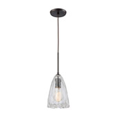 Hand Formed Glass 1-Light Mini Pendant in Oiled Bronze with Clear Hand-formed Glass - Elk Lighting 10459/1