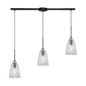 Hand Formed Glass 3-Light Linear Mini Pendant Fixture in Oiled Bronze with Clear Hand-formed Glass - Elk Lighting 10459/3L