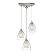 Layers 3 Light Pendant In Satin Nickel And Clear Glass - Elk Lighting 10464/3