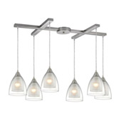Layers 6 Light Pendant In Satin Nickel And Clear Glass - Elk Lighting 10464/6