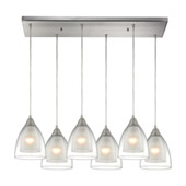 Layers 6 Light Pendant In Satin Nickel And Clear Glass - Elk Lighting 10464/6RC
